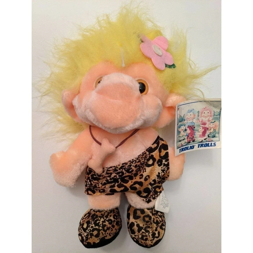 Vintage 90s 1992 Trolio Trolls Doll Cavegirl Plush Troll